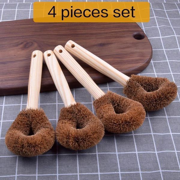 

kitchen long handle pot brush coir coconut fiber cup kettle mugs cleaning brush with hook h wmtwhp