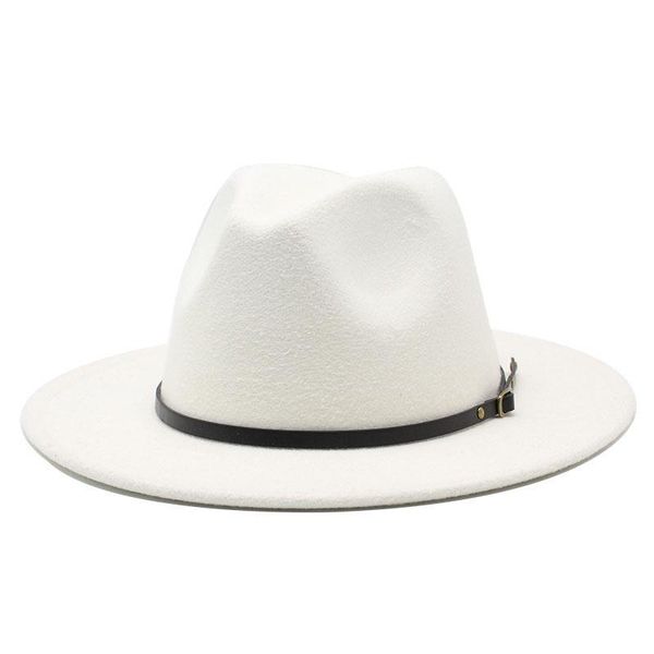 

winter men women wide brim wool felt fedora panama hat with belt buckle jazz trilby cap party formal hat large size 56-61cm, Blue;gray