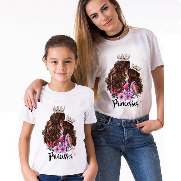 

family matching outfits beautiful t shirt mom and daughter dress super vogue spring summer baby girl clothes look graphic t-shirts1, Blue