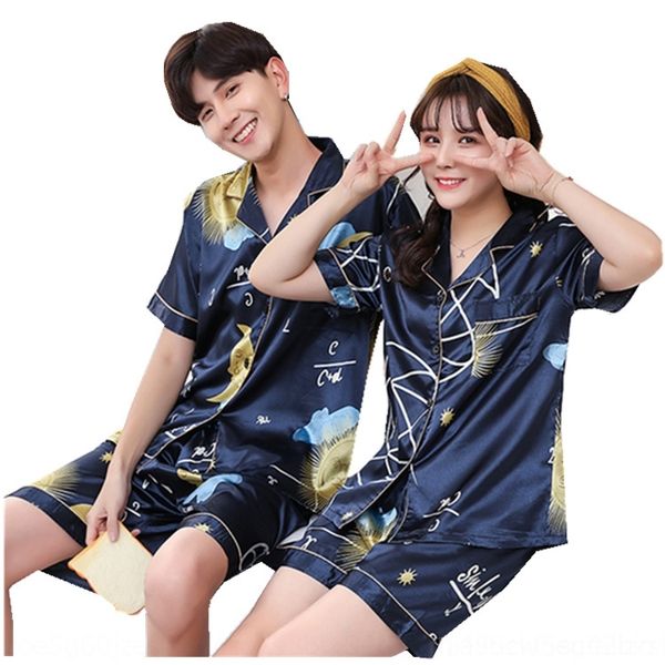 

bmdu couple pajamas autumn men women long-sleeved satin silk pajama sets pink home pyjama lounge lovers flower printed sleepwear suit p, Black;red