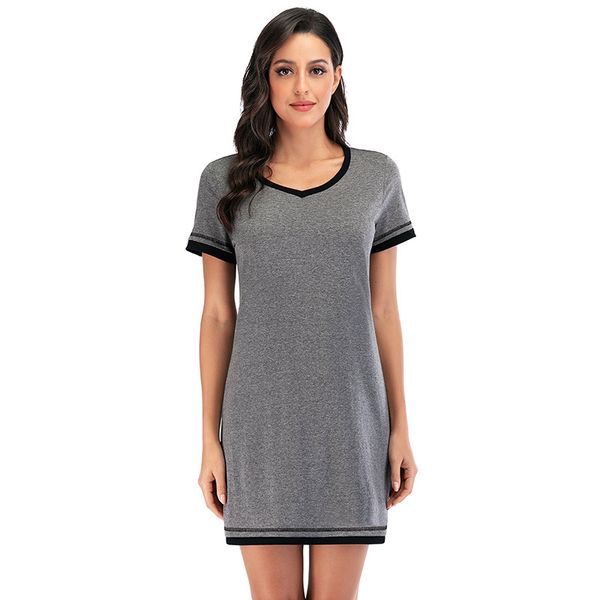 

2020 new style home wear 2020 spring and summer new style comfortable round collar loose color cotton short sleeve home clothing, Black;red