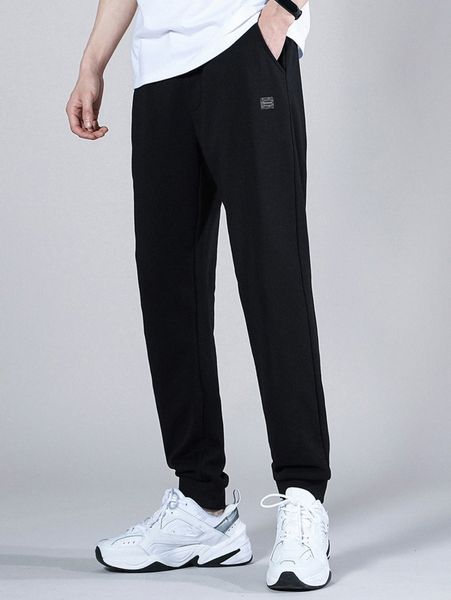 

men patched detail sweatpants h4xs#, Black