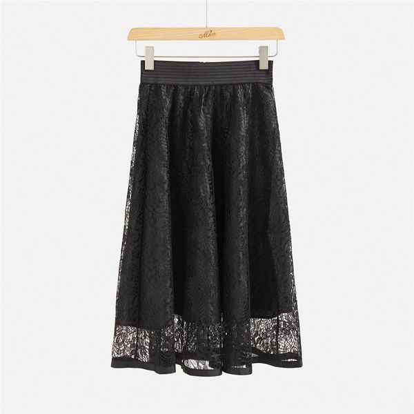 

марвин 2020 новый coming spring solid выдалбливают empire линия цветочные mid теленок high street style повседневная мода женщины юбки jllhj, White;black