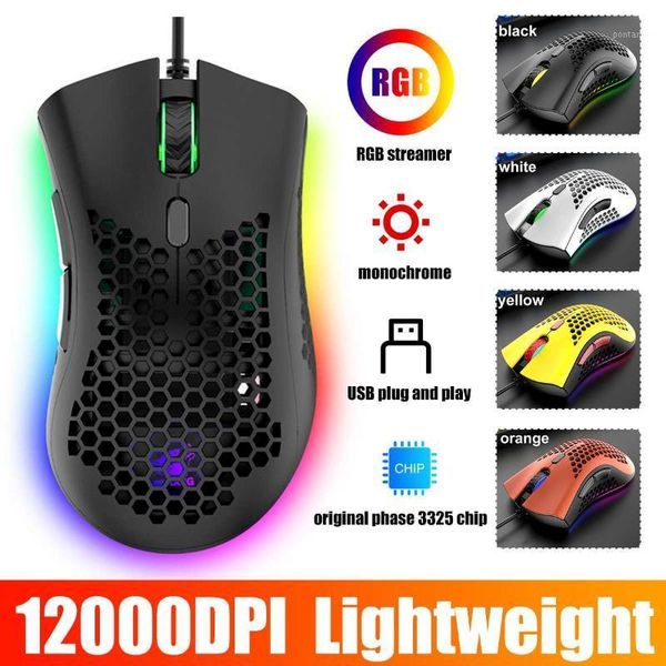 

mice 12000dpi 6 gears adjustable dual mode gaming mouse 7 keys hollow out rgb light wired for lapdesk
