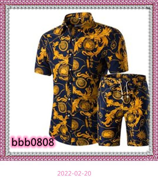 

summer men shirts+shorts set casual printed hawaiian fashion shirt homme short male printing dress suit sets plus size, White;black