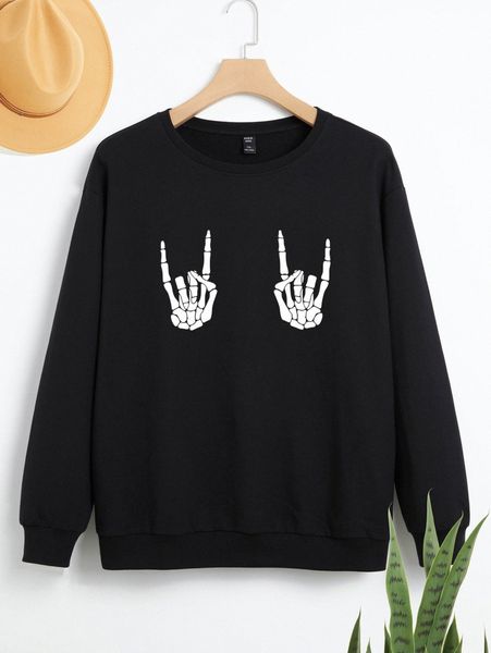 

plus graphic drop shoulder sweatshirt f7n0#, Black