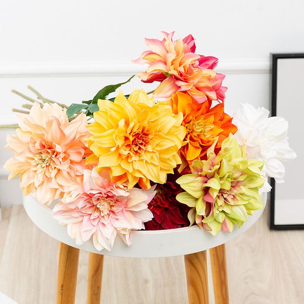 Simulação Dahlia Atacado Chinês Estilo Pastoral Planta Falsa Flor Engenharia Jardinagem Decoração de Exibição Home Artificial