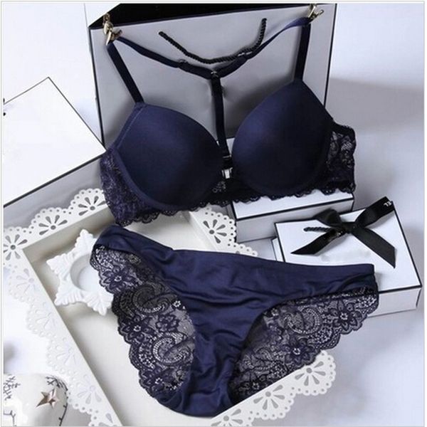 

8 color elegant abc cup bra and panty set women bras sets lady underwear push up lingeries brief thong c1114, Red;black