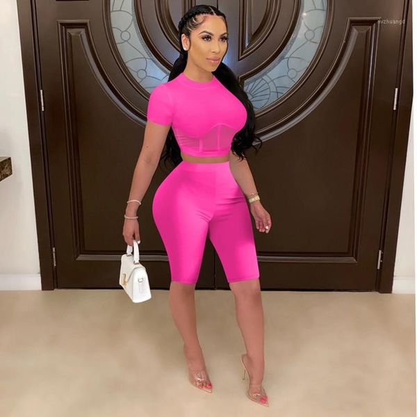 

two peice set for women summer biker shorts set high waist matching sets bodycon 2 piece club outfits for women tracksuit1, White