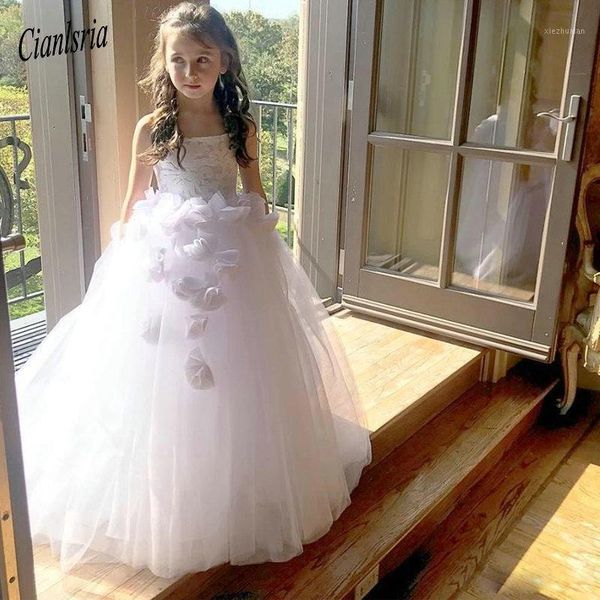 

vintage white spaghetti straps ball gown flower girls dresses layer tulle skirt toddler communion dress puffy kid prom gowns1, Red;yellow