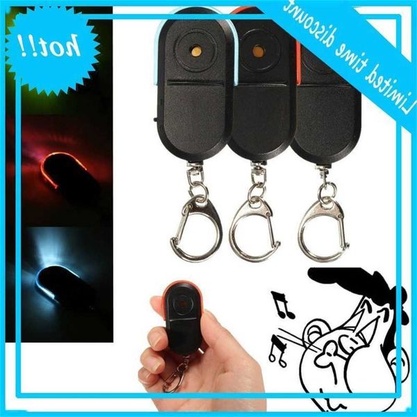 

wireless anti-loss alarm key finder locator flute sound led light keychain, Black