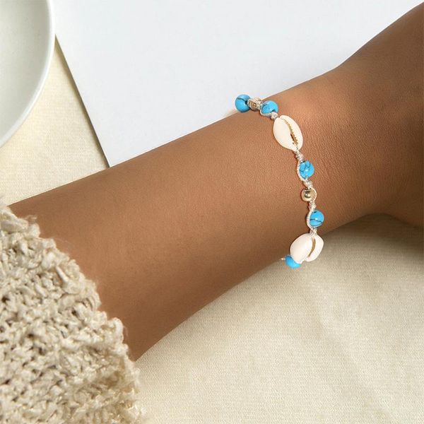 

link, chain summer bohemian female shell beads bracelet creative women blue natural stone fashion beach party jewelry accessories, Black