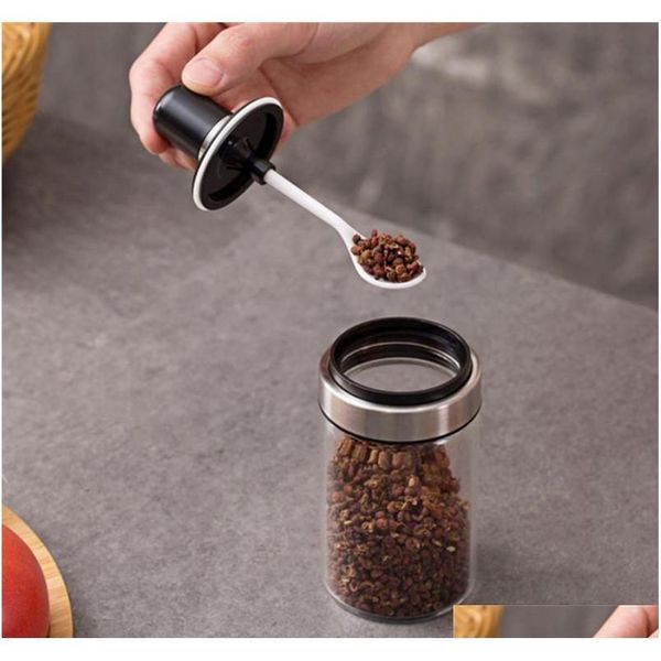 

2pcs glass airtight jar spice containers bottle connt salt pepper seasoning storage bottle spice jars pot jllhnw xhhair