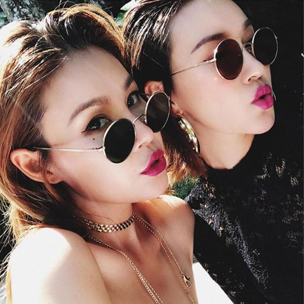 

sunglasses fashion women men 2021 brand designer yellow pink red purple circle glasses feminino festival, White;black