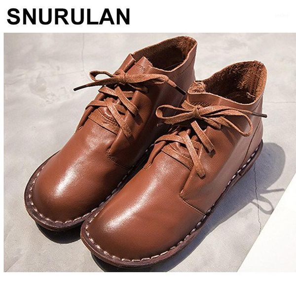

snurulan 2020 new ladies leather women's shoes size (36-40) warm leisure series low cylinder head female women bootse4861, Black