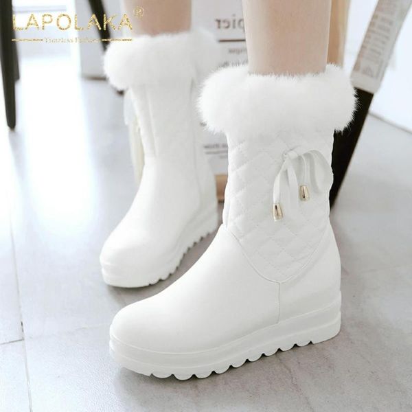 

lapolaka 2020 boots women's winter increasing heels short boots platform comfy warm snow women shoes, Black