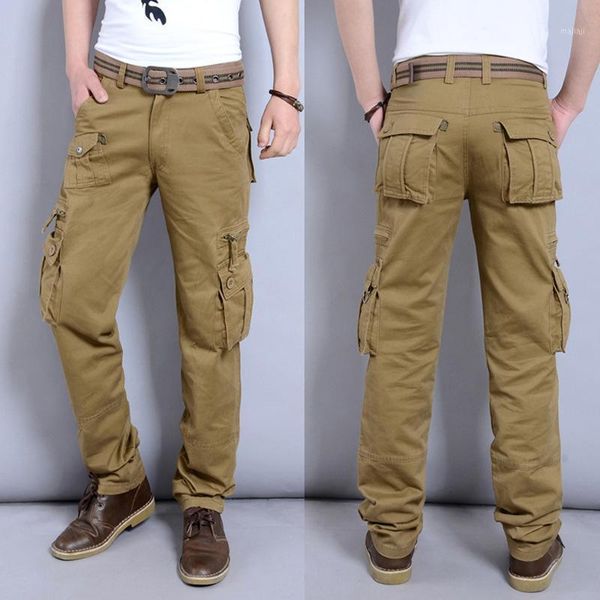 

men's pants 2021 men's cargo casual men pant multi pockets overall outdoors long joggers clothes1, Black