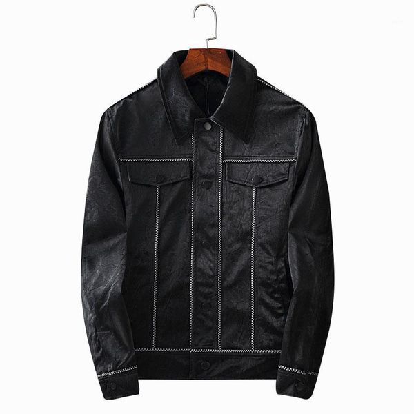 

kiovno fashion men luxury leather jackets punk black color outwear coats for male clothing1