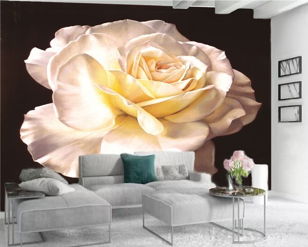 3D-Tapete für Schlafzimmer, exquisite rosa große Blumen, romantische Pflanzen, Wohnzimmer, Bürobereich, individuelle Dekoration, Fotowand, Leinwand, selbstklebend