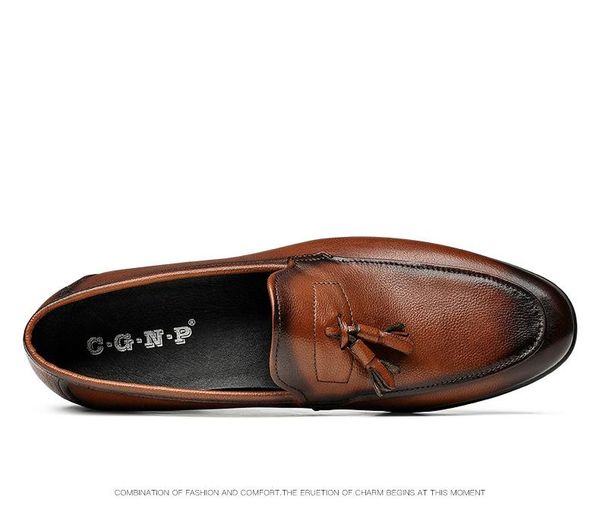 

men's leather shoes business casual shoes work cow leather genuine full grain oxfords pointed toe lace-up, Black