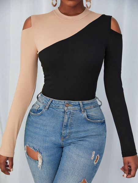 

sxy two tone cut out tee j6ug#, White