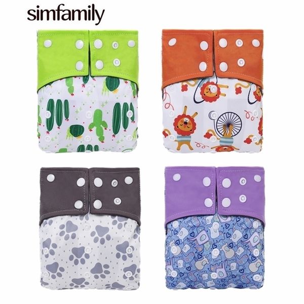 

[simfamily] new 4pcs/set washable bamboo charcoal diaper adjustable nappy reusable cloth diapers available 3-15kg baby 201117