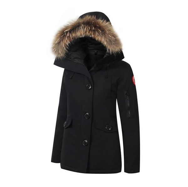 

winter fourrure down parka homme jassen chaquetas outerwear wolf fur hooded fourrure manteau wyndham canada down jacket coat hiver doudoune, Black