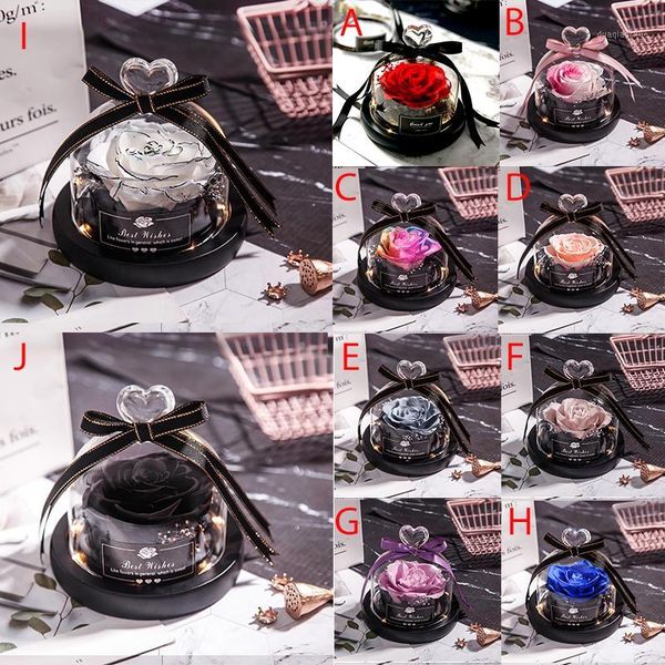 

decorative flowers & wreaths everlasting flower finished glass cover tanabata valentine's day single branch with lamp glowing rose crea