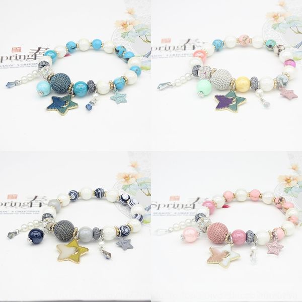 

nbcum selling bohemian small fresh star moon bracelet stone crystal natural fashion women's pearl bracelet 6wcxu, Golden;silver