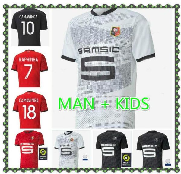 

20 21 rennes soccer jersey 2020 2021 28 raphinha niang terrier j.martin stade rennais fc bourigeaud home away men kids kit football shirts, Black;yellow