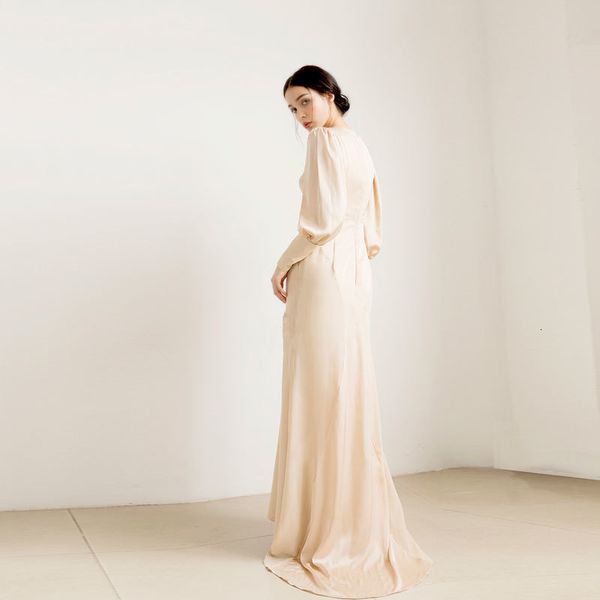 

2021 new satin's dress from bloated vintage sleeves dressed novice mari e robes formal wedding gown jry3, Blue;red
