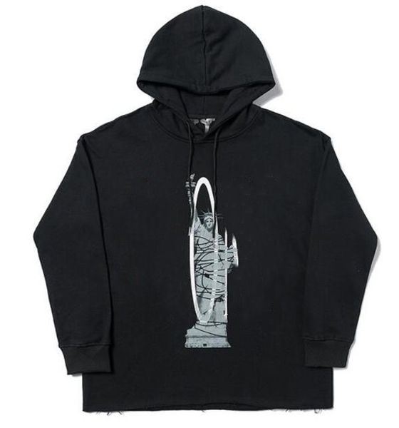 

men's goddess hooded sweater couple jacket red letter print ve ripped personalized hoodies loose couple hooded sweater jacket wholesale, Black
