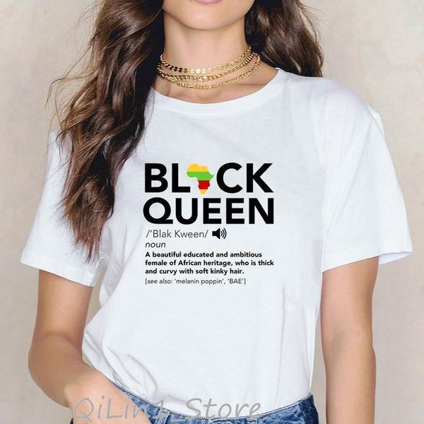

cool afro black girl woman tee graphic hair style tee melanin funny tshirts letters print black queen princess funny female tee, White