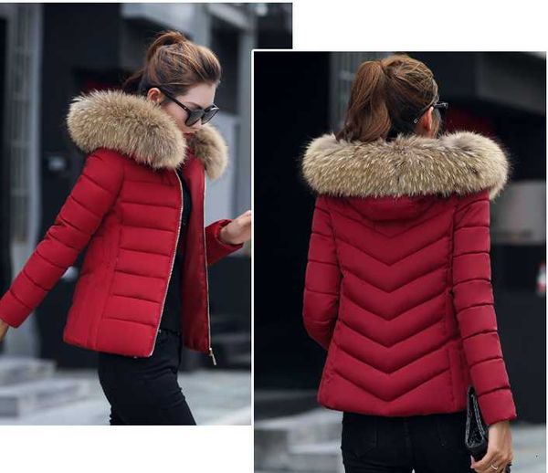 

hebaoli large-collar removable large-size slim cotton down jacket coat winter western women, Black