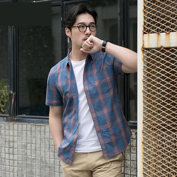 

2021 new arrival fashion men short sleeved shirt summer 100%cotton plaid casual shirts plus size ml xl 2xl 3xl 4xl 5xl 6xl, White;black