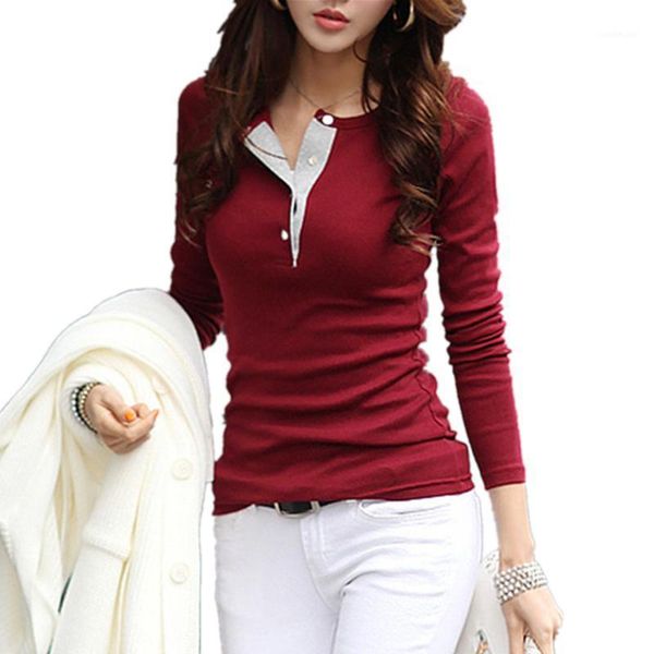 

women long sleeve stitching t-shirt shirt yf1471, White