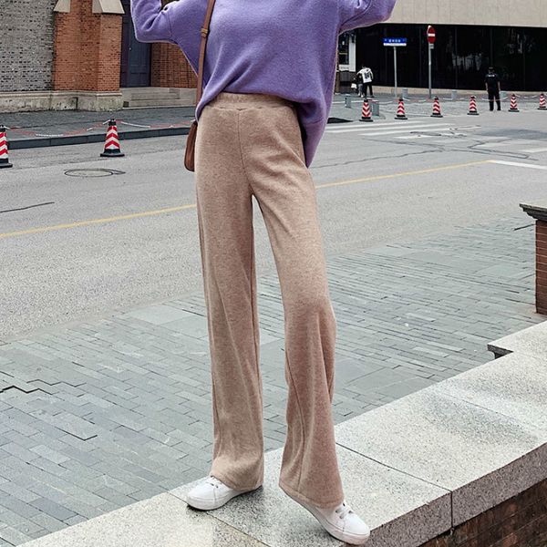 

2021 new female breeches of large standing straight hung wide leg loose empire waist strap autumn pants 45m5, Black;white