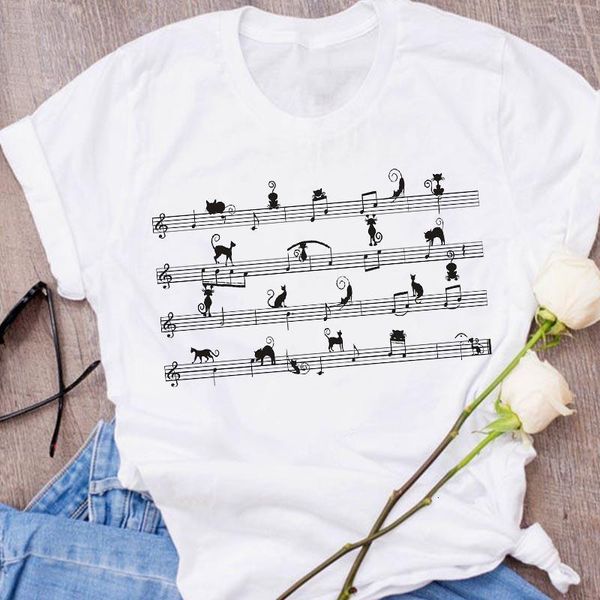

women graphic cartoon cat funny play cute fashion print clothing 90s clothes lady tees female t shirt womens t-shirt, White