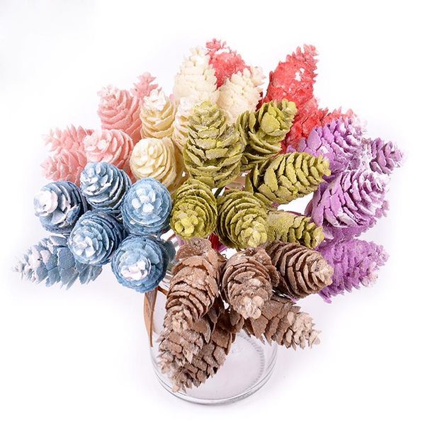 

6pcs/lot dyeing natural pine nut artificial flower for wedding home decoration diy craft wreath gift fake flower christm jllgnu