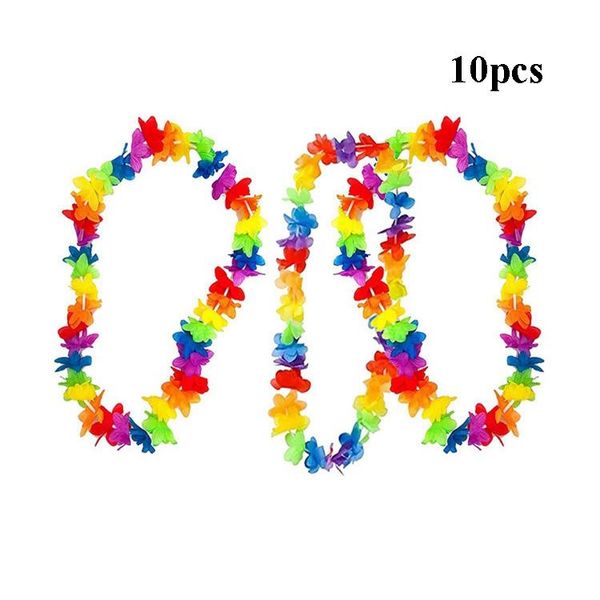 

qifu 10pcs hawaiian party artificial flowers leis garland necklace hawaii beach flowers luau summer tropical wedding party decor wmttsn