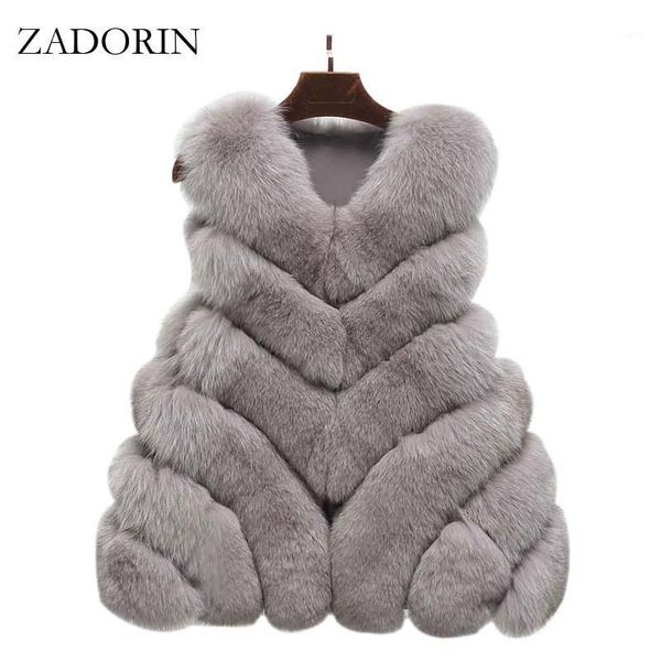 

zadorin plus size 2019 new winter faux fur vest fur coat women fluffy vests jacket female ladies waistcoat coat cardigan1, Black