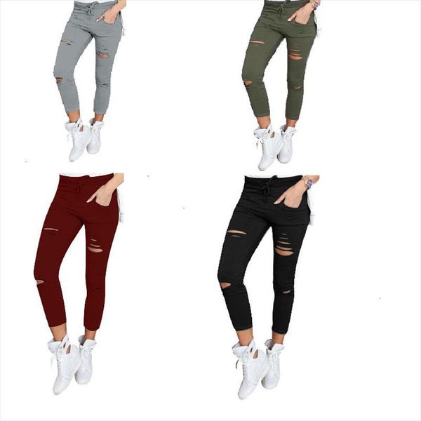 

pant тощий capri женщины sexy дыры карандаш sweapant лето женский высокой талией вскользь stretch брюк ripped жан plussize, Black;white