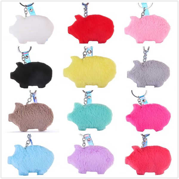 

plush pig alloy keychain with pu rope car bag key rings accessories gifts decor ing, Slivery;golden