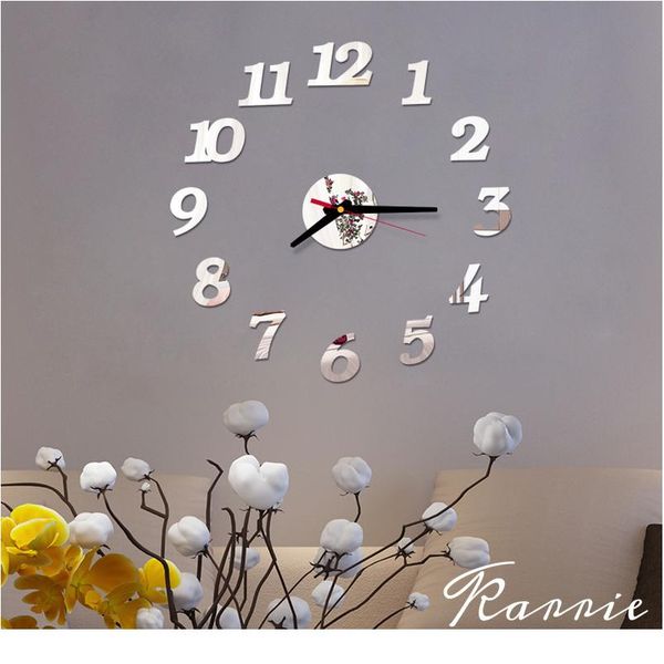 

one set diy creative digital acrylic wall clock frameless mirror stickers modern art decal home decor modern de wmturu