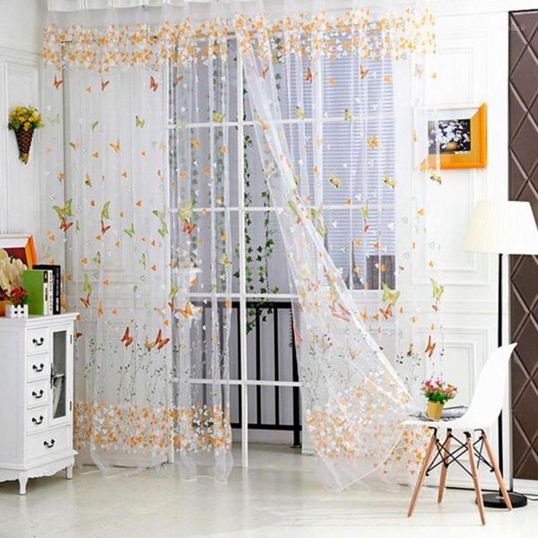 

room butterfly voile tulle window curtains sheer panel drapes curtains1