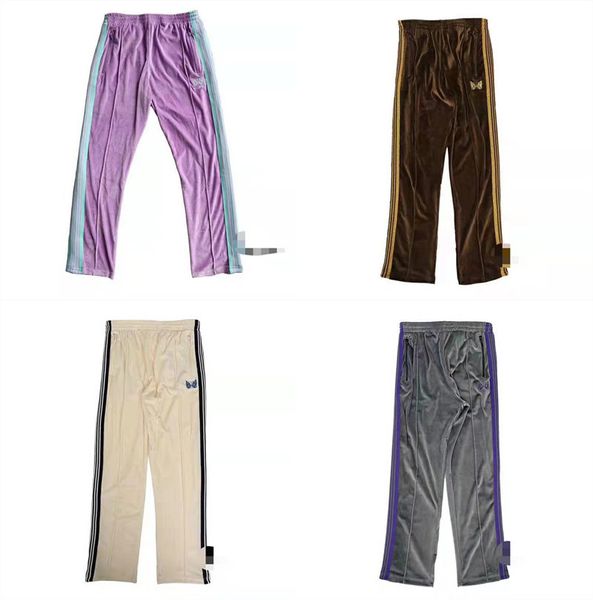 

thick keep warm awge needles sweatpants women men 1:1 quality butterfly embroidery drawstring pants awge needles sweatpants c1031, Black