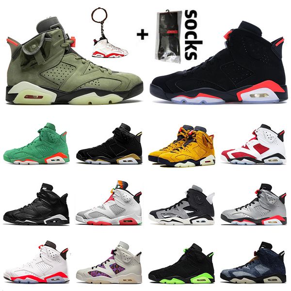 

2021 new arrival travis scott mens 6 6s infrared retro basketball shoes 3m reflective men hare unc gatorade trainers sports sneakers, White;red