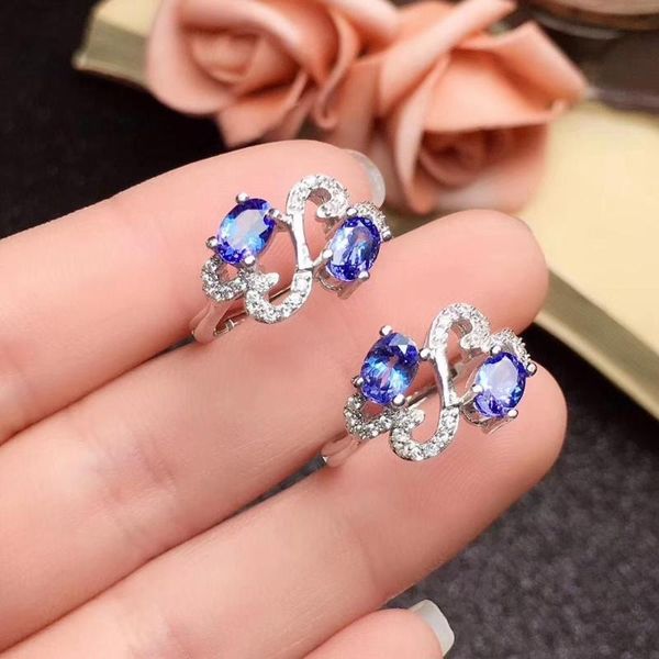 

cluster rings the gift for engagement tanzanite ring wedding women 925 sterling silver, Golden;silver