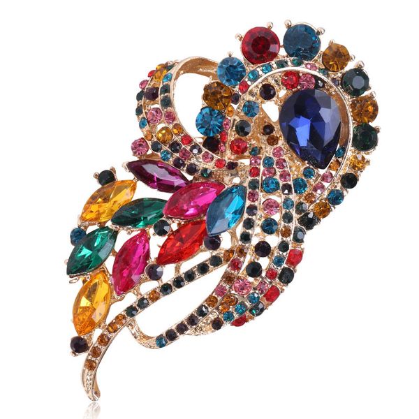 

zhang retro colorful brooch rhinestone grade corsage semi-precious stone zircon nobility ceremony anniversary, Gray