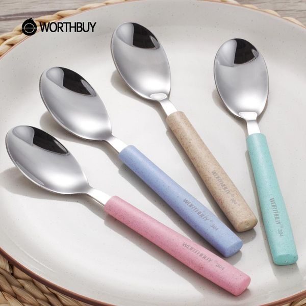 

scoop dessert handle soup spoon kitchen worthbuy straw with long wheat 304 accessories dinner steel stainless bbybtn bdetoys